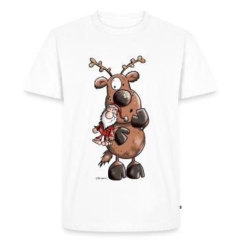 Reindeer câline Père Noël - T-shirt Premium bio Homme - blanc - Devant - Nico (187cm)