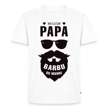Meilleur papa barbu du monde, cadeau papa, humour - T-shirt Premium bio Homme - blanc - Devant - Nico (187cm)