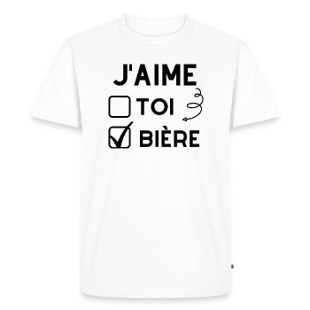 j'aime la bière - T-shirt Premium bio Homme - blanc - Devant - Nico (187cm)