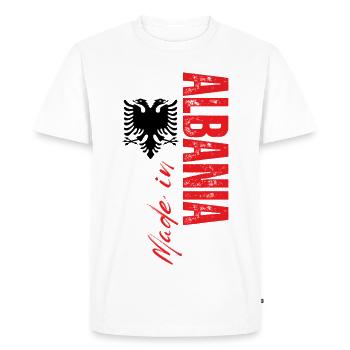Fabriqué en Albanie, drapeau de l’Albanie - T-shirt Premium bio Homme - blanc - Devant - Nico (187cm)