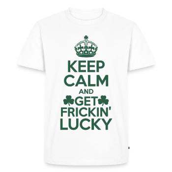 St Patrick's Day Shirt – Lucky Shamrock - Men's Premium Organic T-Shirt - white - Front - Nico (187cm)