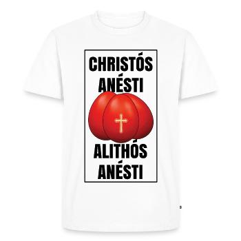 Christos Anesti Alithos Anesti Pascha Greek Easter - Men's Premium Organic T-Shirt - white - Front - Nico (187cm)