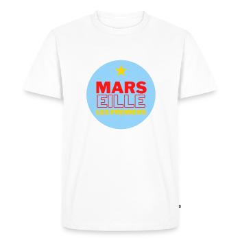 MARSEILLE FOOT 26 MAI 1993 CHAMPION HISTOIRE - T-shirt Premium bio Homme - blanc - Devant - Nico (187cm)