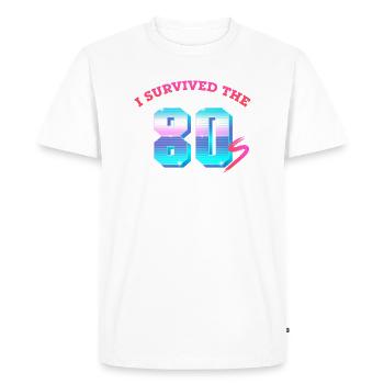 I Survived The 80's - Eighties 80s Birthday Party - Men's Premium Organic T-Shirt - white - Front - Nico (187cm)