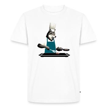 Maître du grill Wolf - T-shirt Premium bio Homme - blanc - Devant - Nico (187cm)