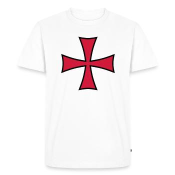 02 Templer Kreuz 2c - T-shirt Premium bio Homme - blanc - Devant - Nico (187cm)