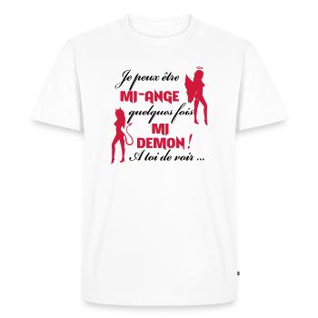 Mi-ange Mi-demon - T-shirt Premium bio Homme - blanc - Devant - Nico (187cm)