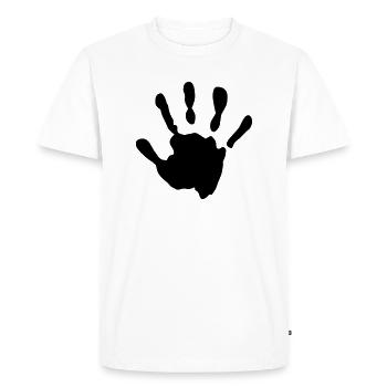 Bébé dans le ventre empreinte de main - T-shirt Premium bio Homme - blanc - Devant - Nico (187cm)