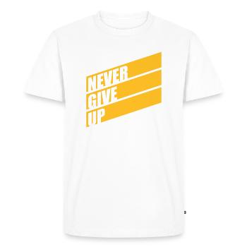 never give up yellow bars logo design never up - Men's Premium Organic T-Shirt - white - Front - Nico (187cm)