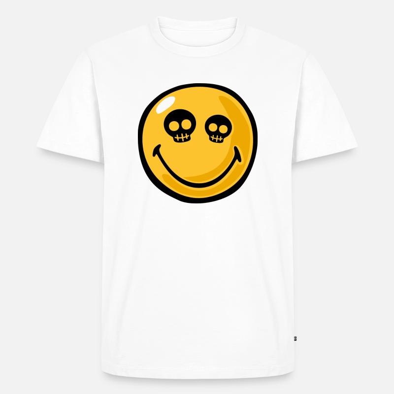 Smiley skull eyes - Männer Premium Bio T-Shirt - Weiß