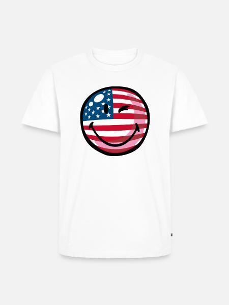 Smiley USA - Männer Premium Bio T-Shirt - Weiß