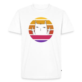 Vintage chat avec le majeur retro soleil shirt - T-shirt Premium bio Homme - blanc - Devant - Nico (187cm)
