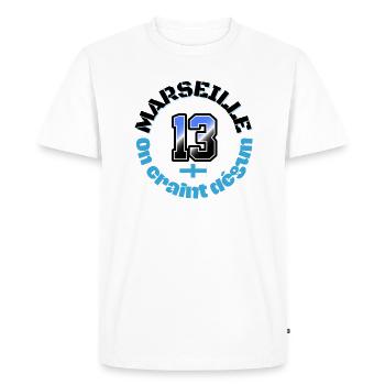 Marseille on craint dégun - T-shirt Premium bio Homme - blanc - Devant - Nico (187cm)