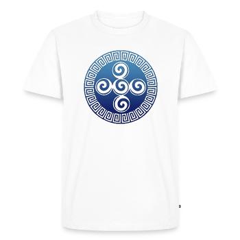 Aztèques Symbole Création Spirale Indiens Mexique - T-shirt Premium bio Homme - blanc - Devant - Nico (187cm)
