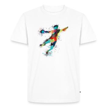 Handball, handballer, Beachhandball,Graffiti,bunt - T-shirt Premium bio Homme - blanc - Devant - Nico (187cm)