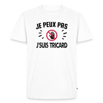 je peux pas je suis tricard - T-shirt Premium bio Homme - blanc - Devant - Nico (187cm)
