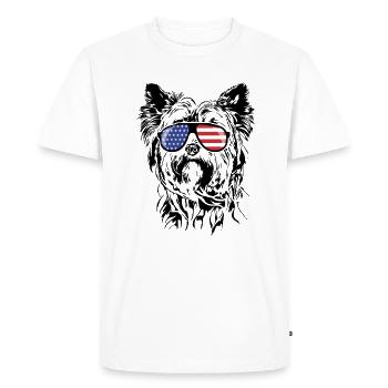 Yorkshire Terrier America Flag Sunglasses - Men's Premium Organic T-Shirt - white - Front - Nico (187cm)