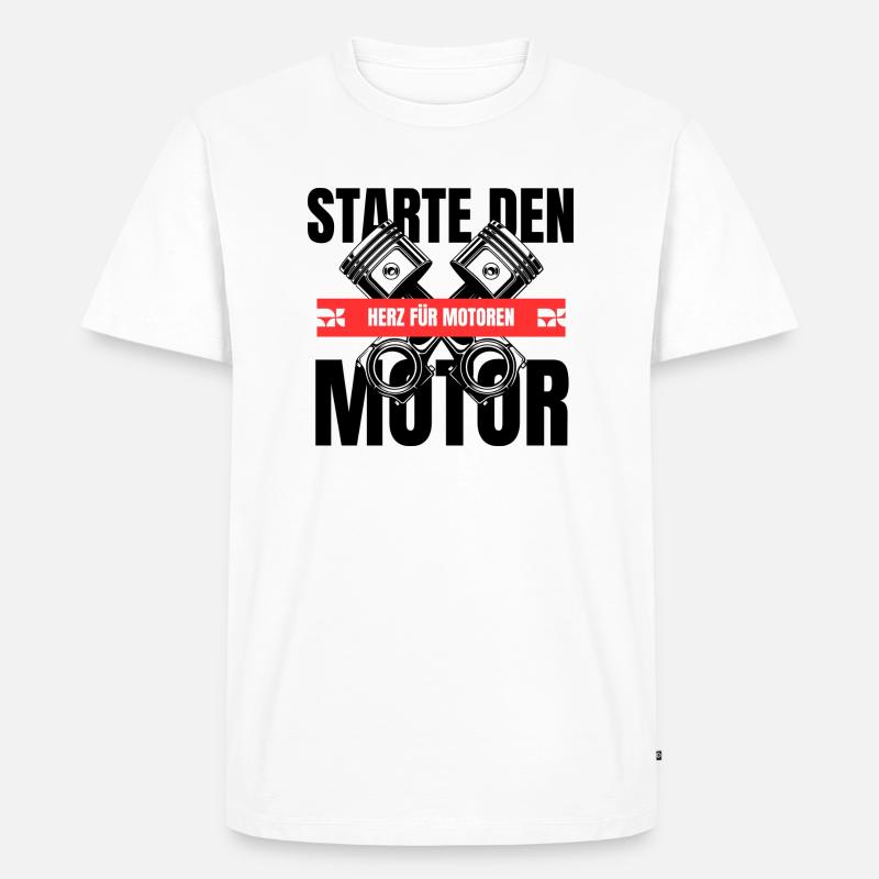 Starte den Motor - Männer Premium Bio T-Shirt - Weiß