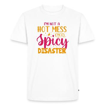 Fête des mères Maman i’m not a hot mess - T-shirt Premium bio Homme - blanc - Devant - Nico (187cm)