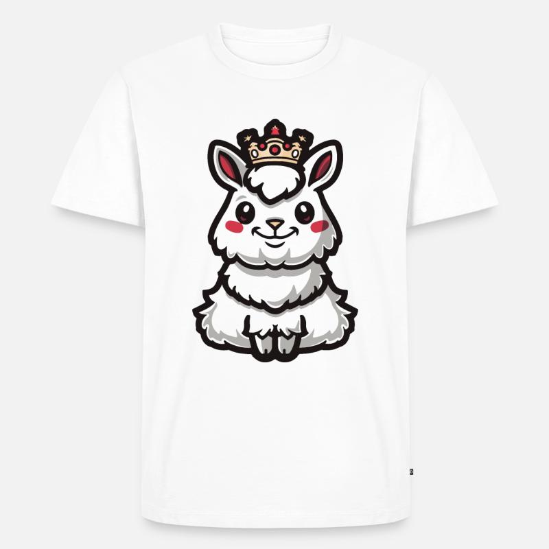 Alpaka Llama Comic Krone - Männer Premium Bio T-Shirt - Weiß