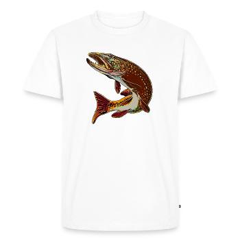 Légakulie Brochet brun - T-shirt Premium bio Homme - blanc - Devant - Nico (187cm)