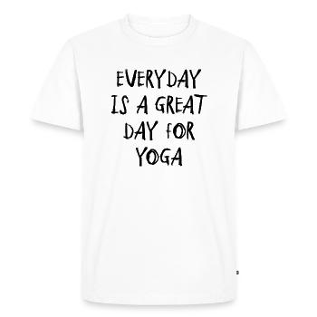 yoga sport fitness happy English qoutes - Men's Premium Organic T-Shirt - white - Front - Nico (187cm)