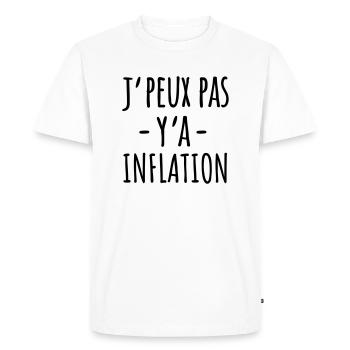 Je peux pas y'a inflation - T-shirt Premium bio Homme - blanc - Devant - Nico (187cm)