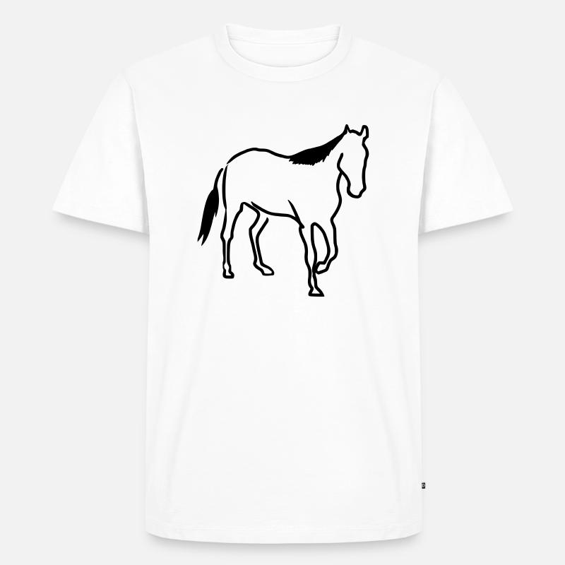Oneline Pferd 2 - Männer Premium Bio T-Shirt - Weiß