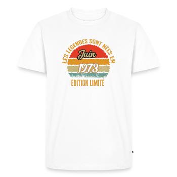 Légendes sont née en Juin 1973 édition limitée - T-shirt Premium bio Homme - blanc - Devant - Nico (187cm)