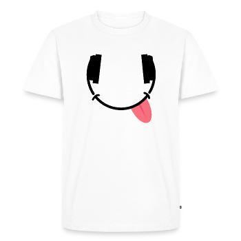 Funny headphones | Party, Festival, Love Parade - Men's Premium Organic T-Shirt - white - Front - Nico (187cm)