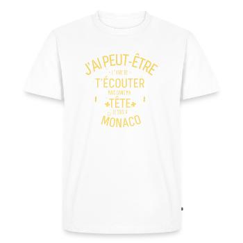 Dans ma Tête je suis à Monaco - T-shirt Premium bio Homme - blanc - Devant - Nico (187cm)