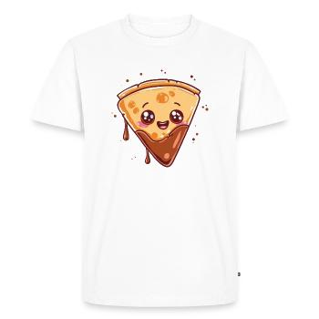 Sweet Chocolate Pizza with Chocolate Face Cartoon - Men's Premium Organic T-Shirt - white - Front - Nico (187cm)