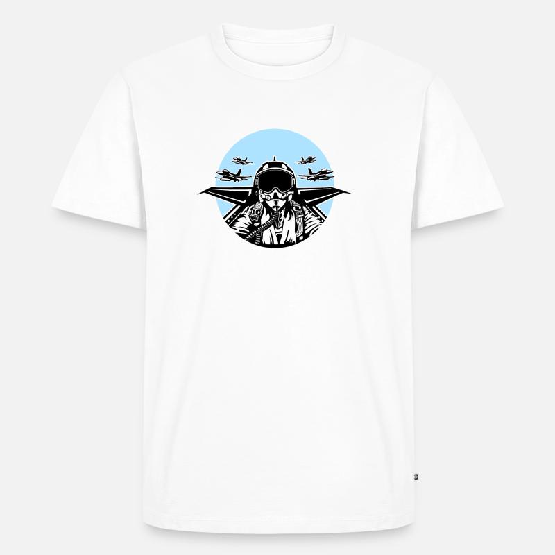 Jet Pilot / Kampfpilot 01_schwarz weiß - Männer Premium Bio T-Shirt - Weiß