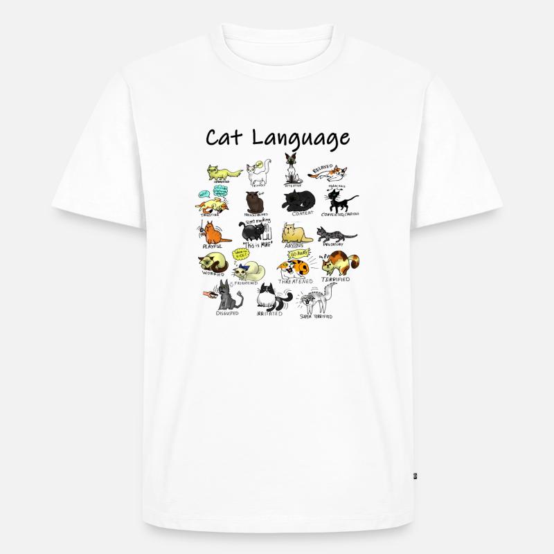 Cat Language - Männer Premium Bio T-Shirt - Weiß