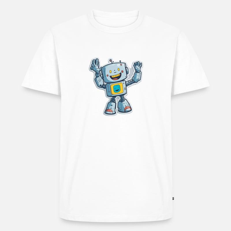 Robot Roboter Comic Cartoon Style - Männer Premium Bio T-Shirt - Weiß