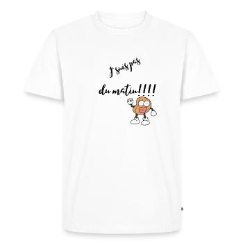 J’suis pas du matin - T-shirt Premium bio Homme - blanc - Devant - Nico (187cm)