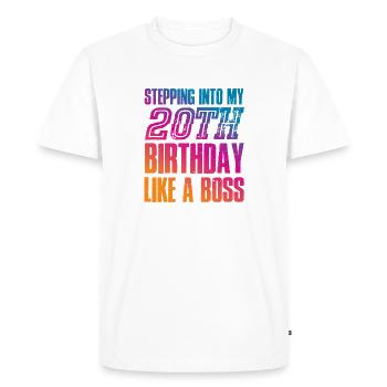 20e anniversaire 20 ans devis cadeau - T-shirt Premium bio Homme - blanc - Devant - Nico (187cm)