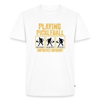 jouer au pickleball améliore la mémoire - T-shirt Premium bio Homme - blanc - Devant - Nico (187cm)