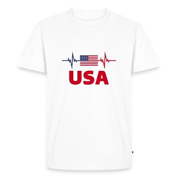 États-Unis d'Amérique Football battement de cœur - T-shirt Premium bio Homme - blanc - Devant - Nico (187cm)