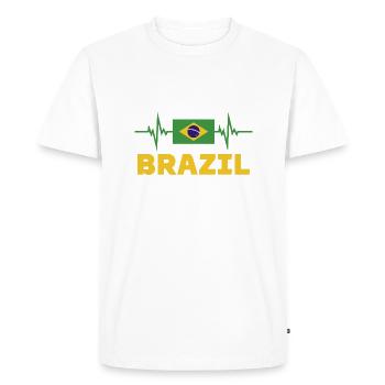 Brésil Football 2022 battement de cœur Brésil foot - T-shirt Premium bio Homme - blanc - Devant - Nico (187cm)