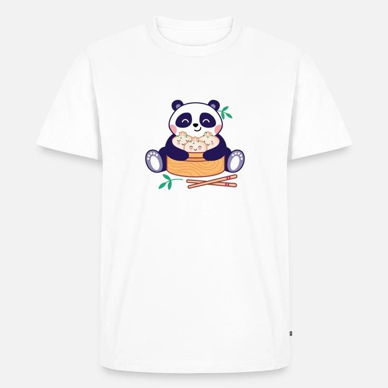 Panda mit Dim Sum - Männer Premium Bio T-Shirt - Weiß
