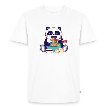 Panda with ramen soup - Men's Premium Organic T-Shirt - white - Front - Nico (187cm)