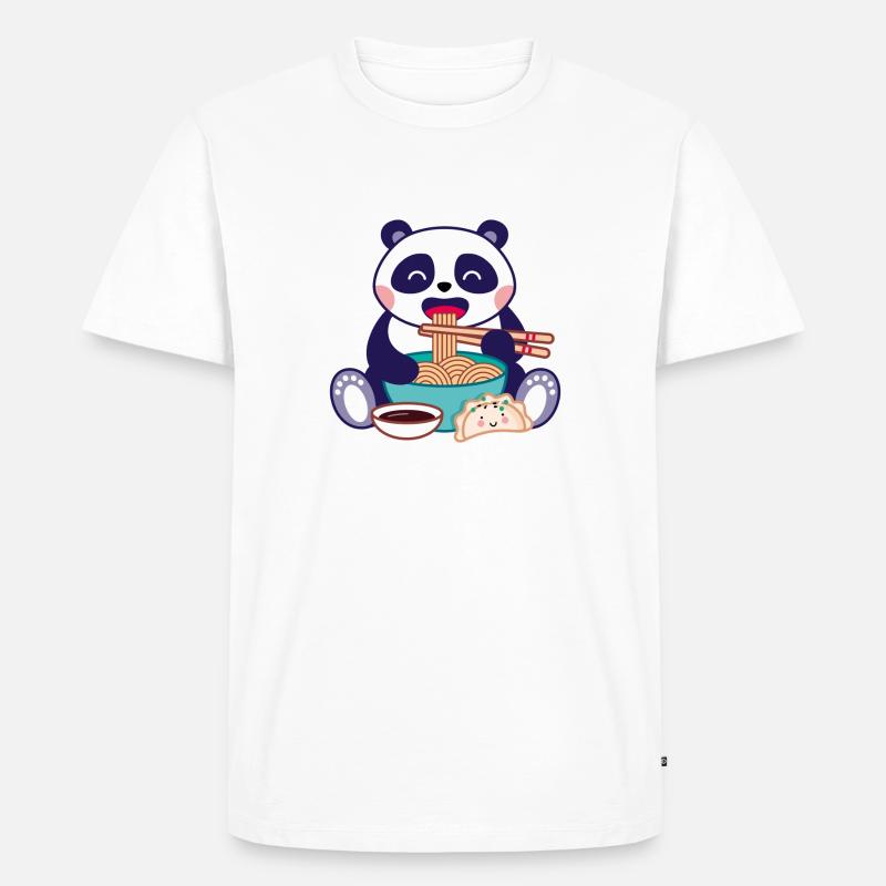 Panda mit Ramensuppe - Männer Premium Bio T-Shirt - Weiß