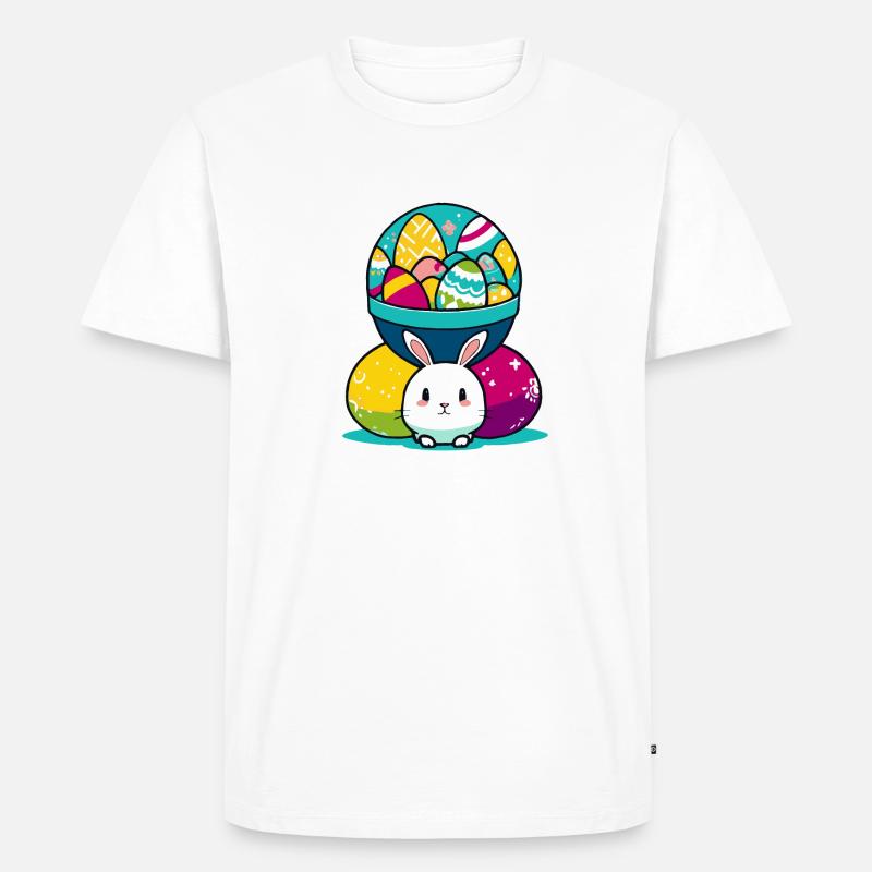 Osterhasen Ei mit Eierkorb - Männer Premium Bio T-Shirt - Weiß