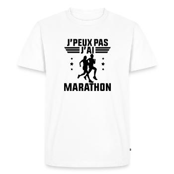 J'Peux Pas J'ai Marathon - T-shirt Premium bio Homme - blanc - Devant - Nico (187cm)