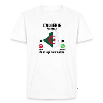 L'Algérie M'appelle désolé Je dois y aller - T-shirt Premium bio Homme - blanc - Devant - Nico (187cm)