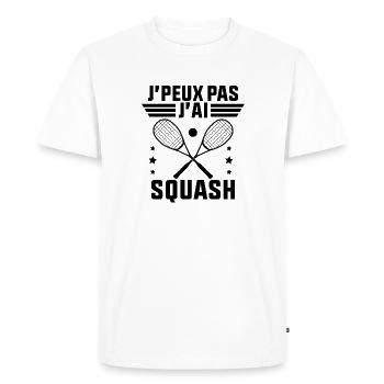 Je peux Pas J'ai Squash idée Cadeau Squash - T-shirt Premium bio Homme - blanc - Devant - Nico (187cm)