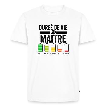 Humour Maitre D'école Pour Fin D'année Scolaire - T-shirt Premium bio Homme - blanc - Devant - Nico (187cm)
