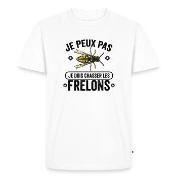 Je Peux Pas Je dois Chasser Les Frelons - T-shirt Premium bio Homme - blanc - Devant - Nico (187cm)