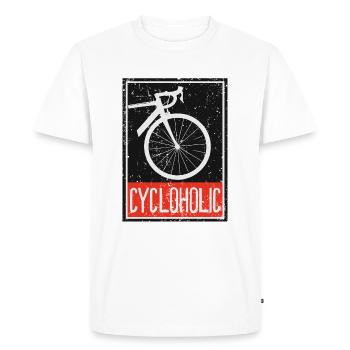 Vélo de course Cycloholic Gravelbike Vélo Bikepacking - T-shirt Premium bio Homme - blanc - Devant - Nico (187cm)